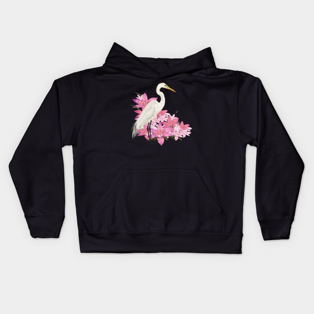 Great Egret Kids Hoodie by obscurite